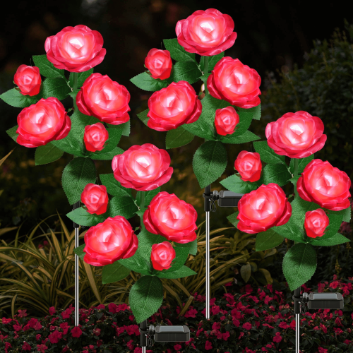 4 Pack Solar Solar Rose Flower Lights, Outdoor Solar Garden Stake Lights 4 Pack Solar Solar Rose Flower Lights, Outdoor Solar Garden Stake Lights
